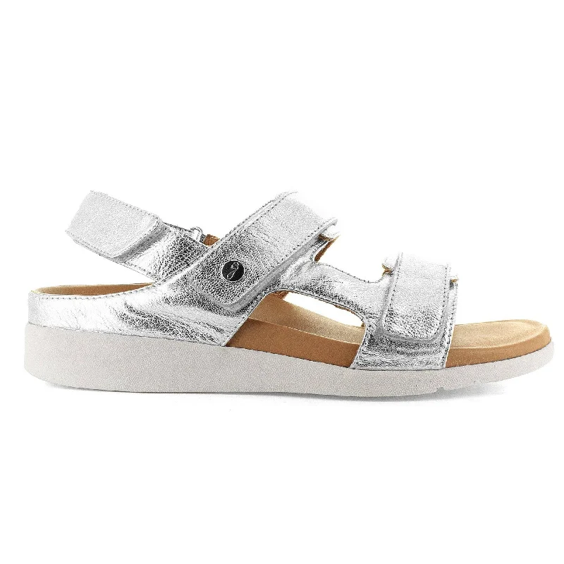 Strive Aruba II Ladies Silver Leather Arch Support Touch Fastening Sandals