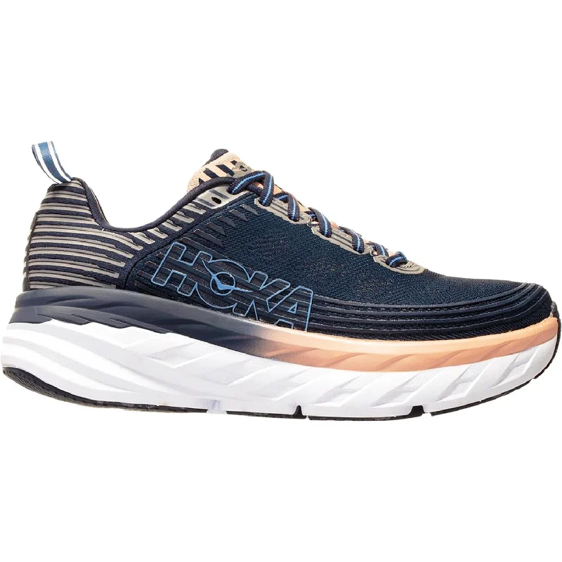 Women's Hoka One One Bondi 6 Mood Indigo/Dusty Pink Mesh