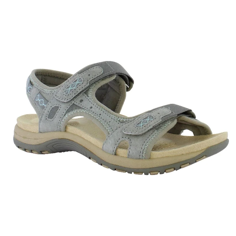 Free Spirit Frisco Ladies Smoke Suede & Textile Touch Fastening Sandals