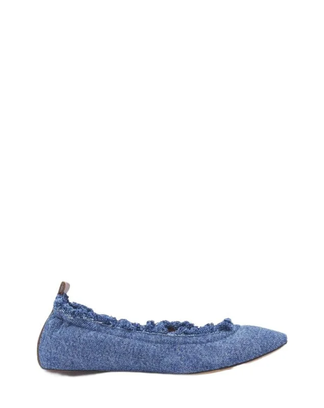 LANVIN Chic Denim Ballerina Flats