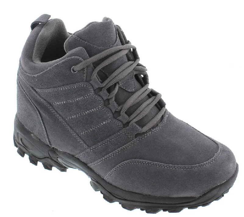 CALTO - H0032 - 4 Inches Taller (Grey) - Hiking Style Boots