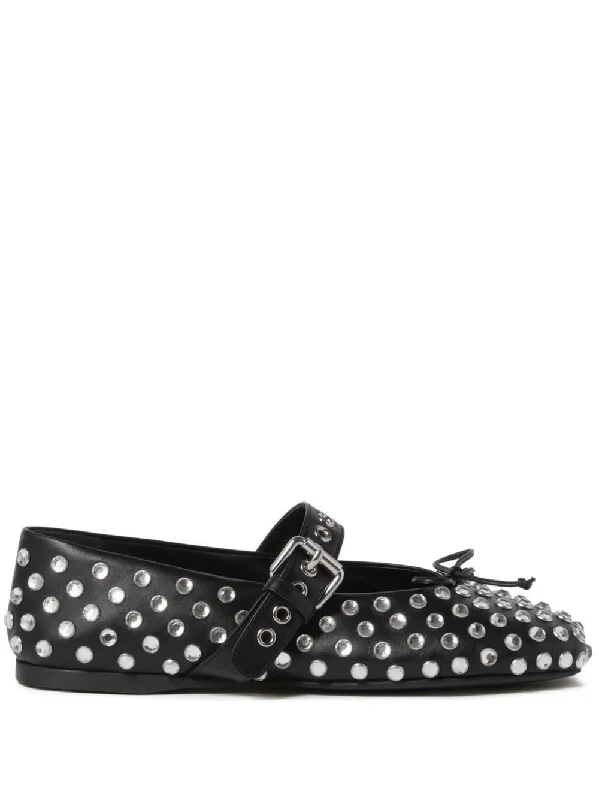 MIU MIU Elegant Mini Ballet Flats with Rhinestone Details