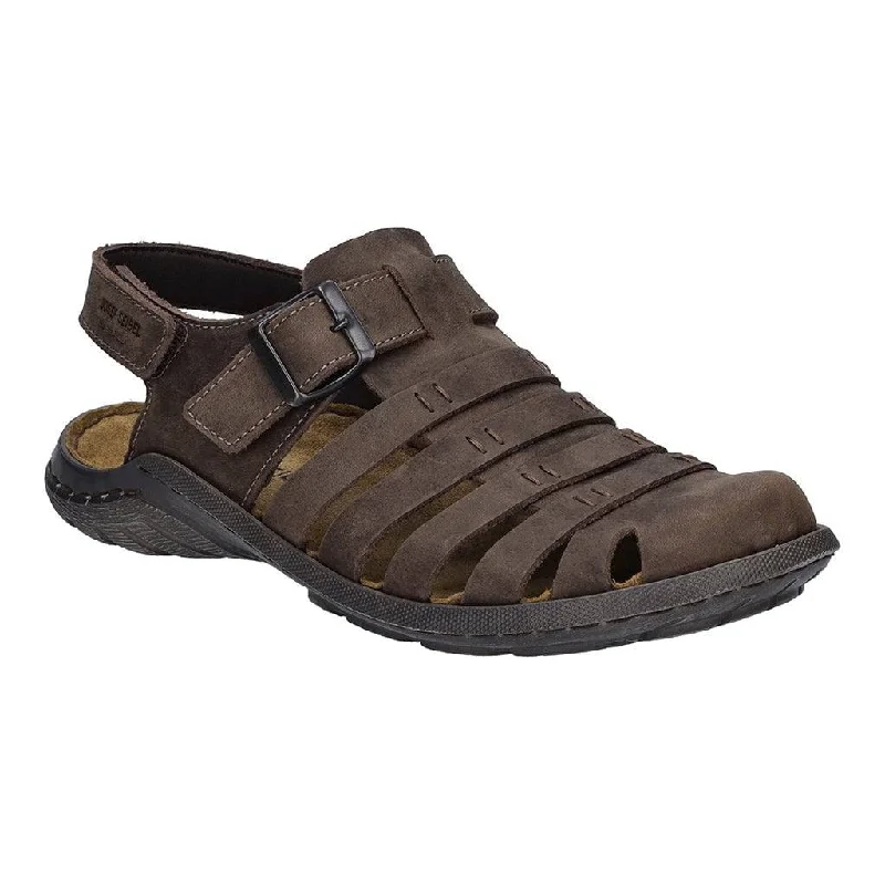 Josef Seibel Logan 70 Mens Mocca Brown Leather Arch Support Buckle Sandals