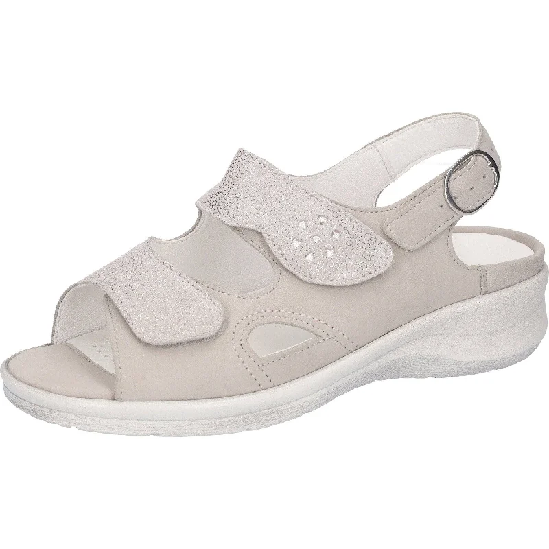 Waldlaufer 811004 324 070 Merle Ladies Silver Nubuck Arch Support Touch Fastening Sandals