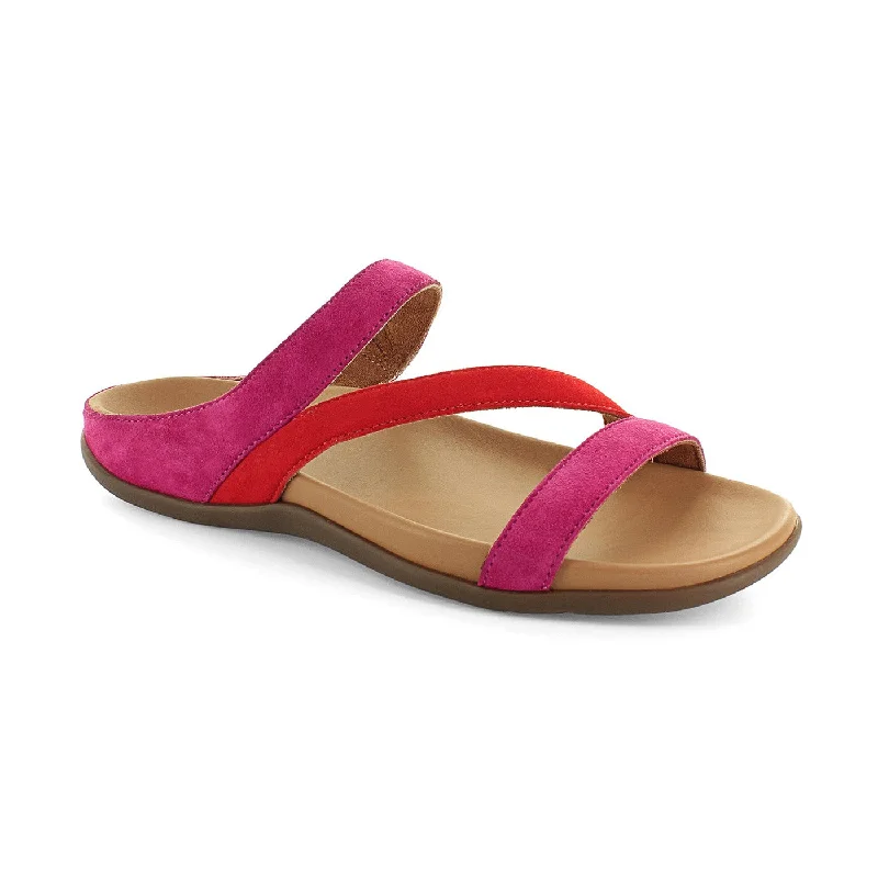 Strive Trio Ladies Magenta And Scarlet Suede Arch Support Slip On Sandals