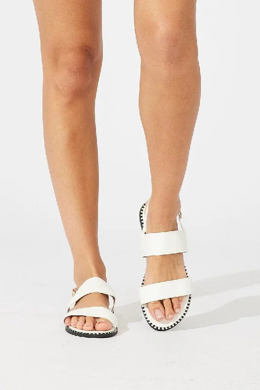 White Strap Flat Sandals