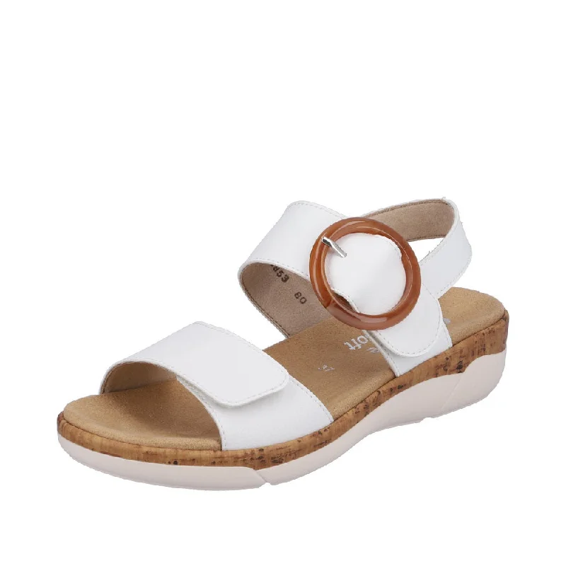 Remonte R6853-80 Ladies White Leather & Textile Touch Fastening Sandals