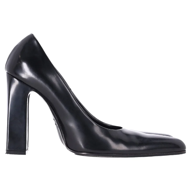 Balenciaga 110mm Round Toe Brushed Pumps In Black Leather