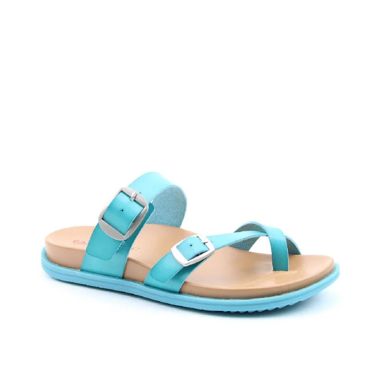 Heavenly Feet Malibu Ladies Turquoise Vegan Slip On Sandals