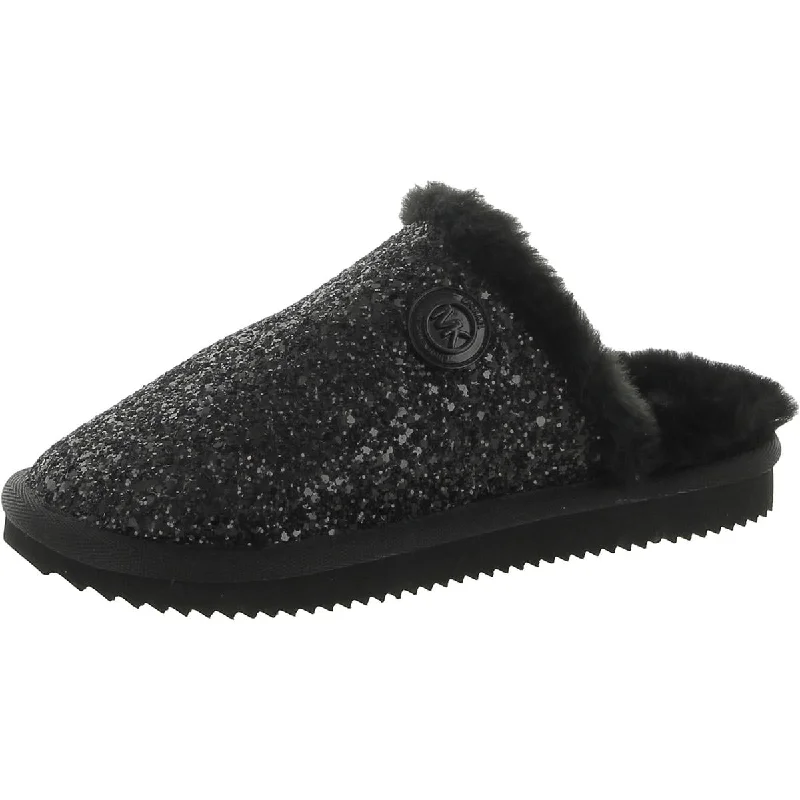 MICHAEL Michael Kors Womens Faux Fur Slip On Loafer Slippers