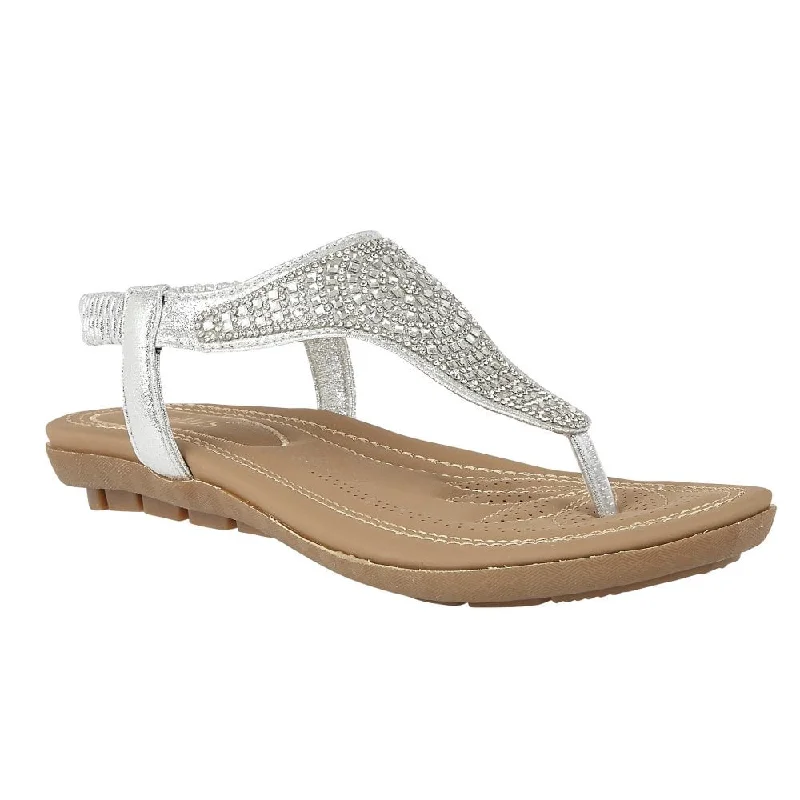 Lotus Orla ULP124 Ladies Silver Textile Pull On Sandals