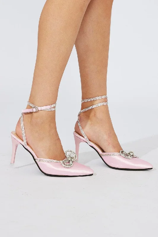 Pink Glimmer Strappy Heeled Sandals