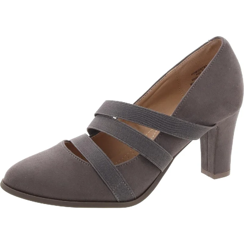 Womens Round Toe Faux Suede Pumps