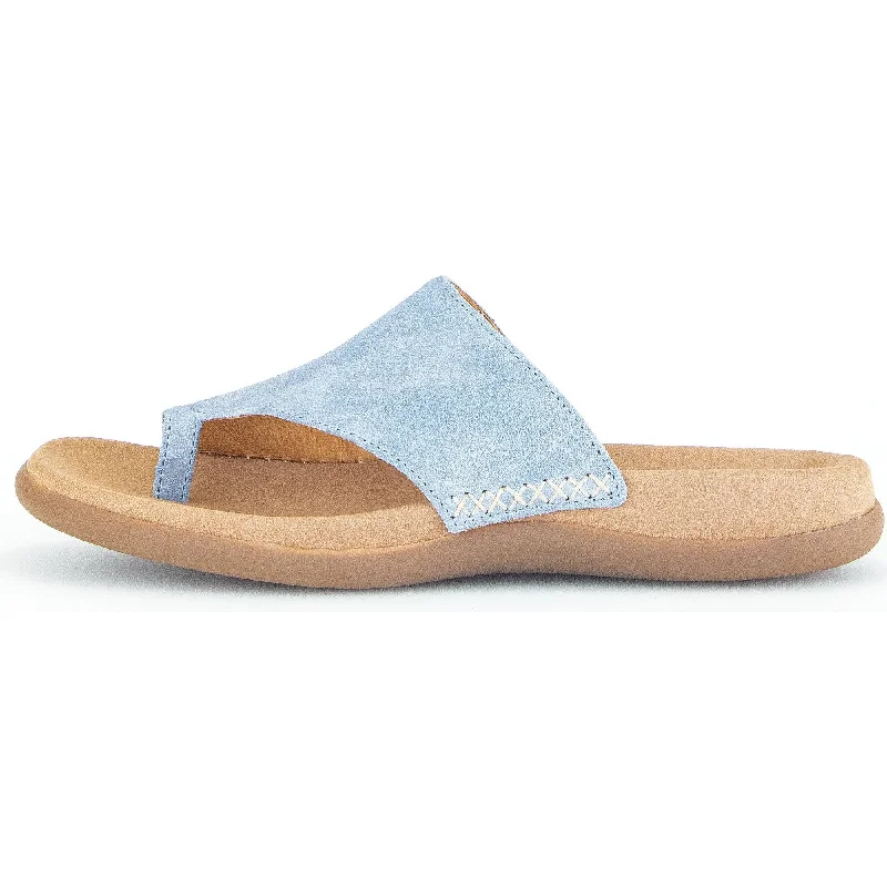 Gabor 43.700.66 Lanzarote Ladies Light Blue Leather Slip On Sandals