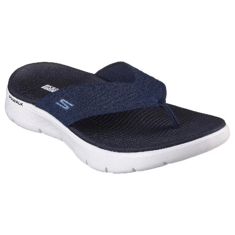 Skechers 141404 Go Walk Flex Sandal - Splendo Ladies Navy Textile Water Resistant Vegan Thong Sandals