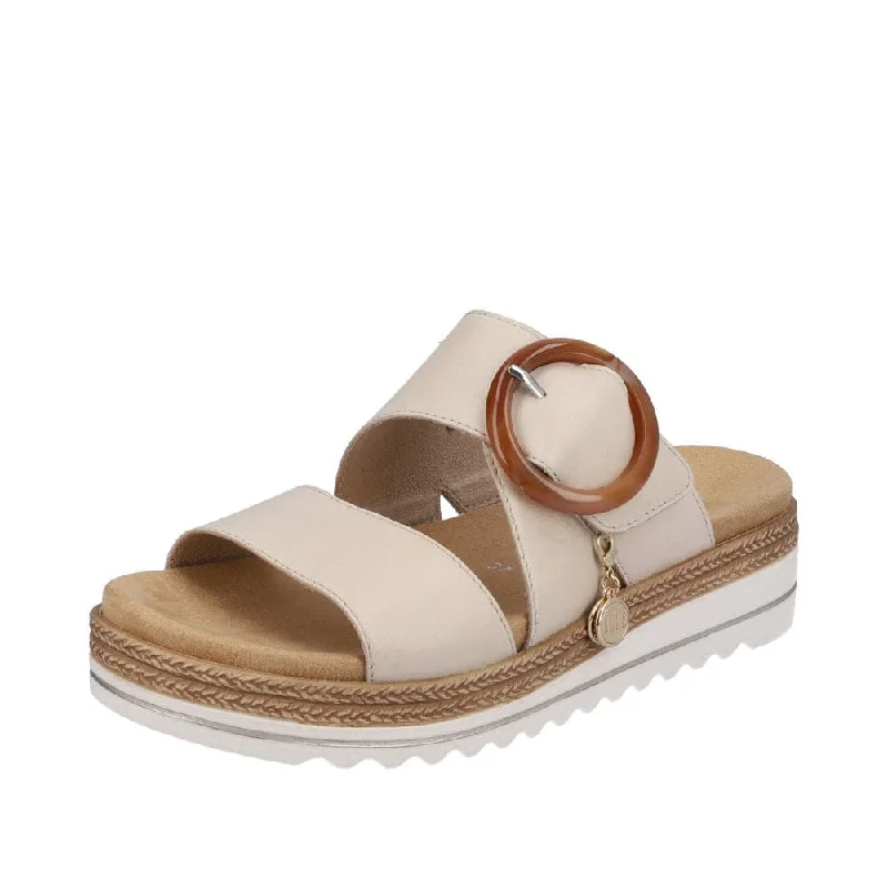 Remonte D0Q51-80 Ladies Nude Leather Slip On Sandals