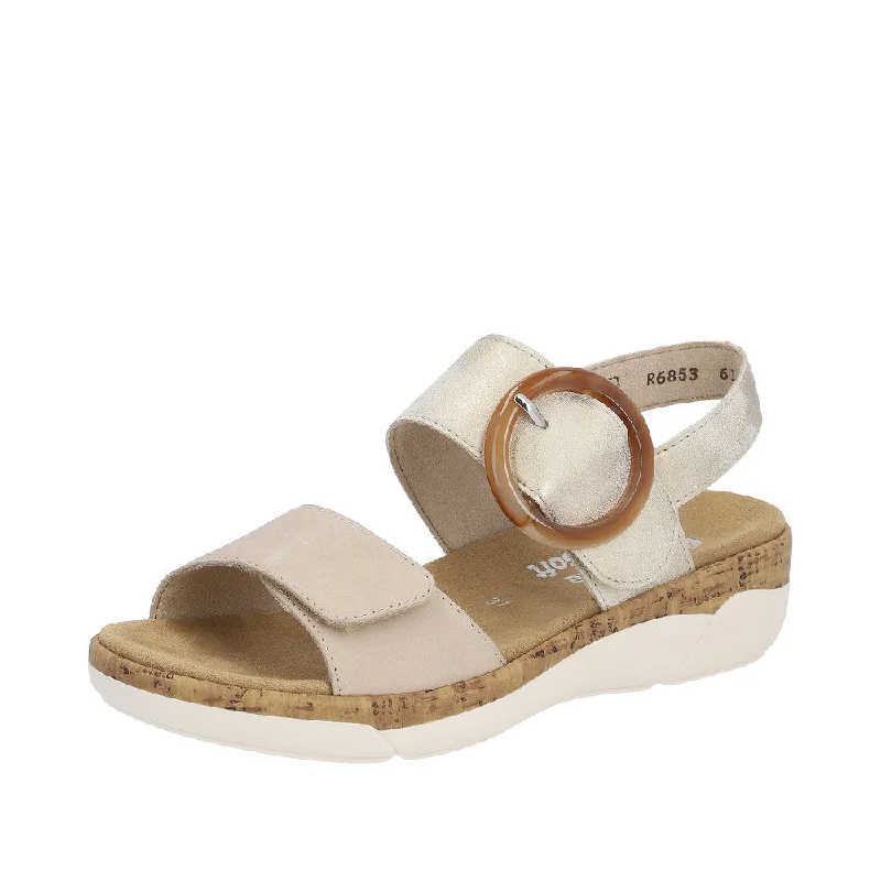 Remonte R6853-61  Ladies Taupe Leather Touch Fastening Sandals