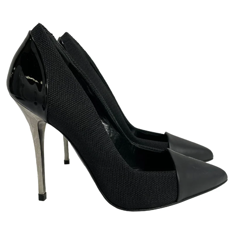 Proenza Schouler Cap Toe Patent Pumps in Black Nylon