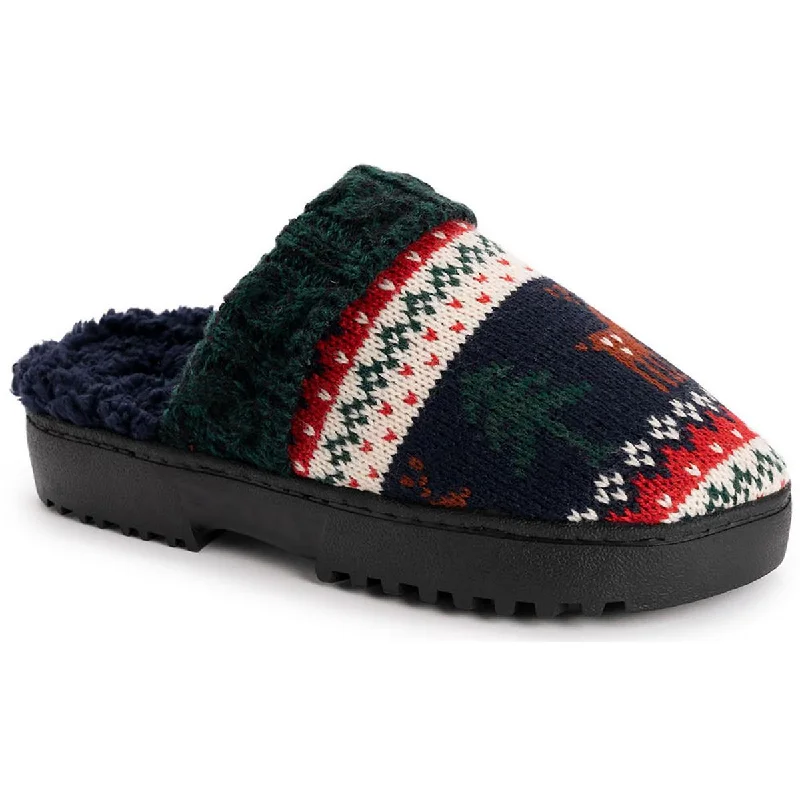 Muk Luks Womens Minette Faux Fur Lined Slip-On Slide Slippers