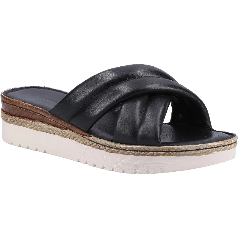 Hush Puppies Samira Ladies Black Leather Slip On Sandals