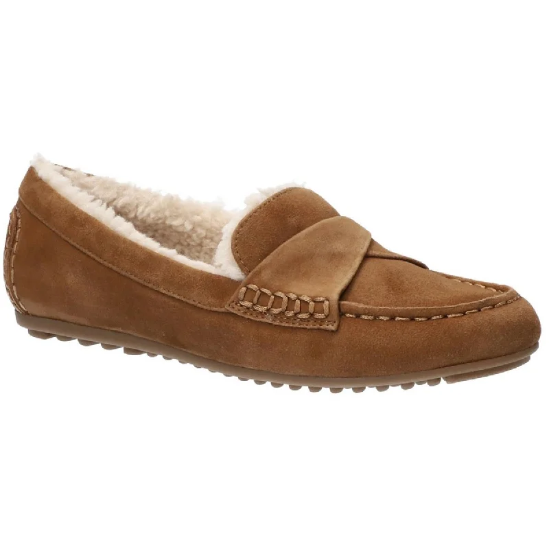 Bella Vita Womens Prentice Suede Faux Fur Lined Moccasin Slippers