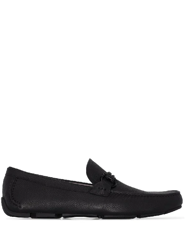 Ferragamo Leather Moccasin Flats with Rubber Sole for Men