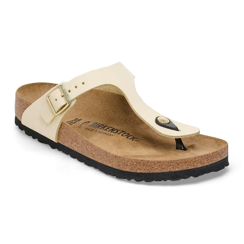 Birkenstock Gizeh Leather Ladies Ecru Nubuck Arch Support Buckle Sandals