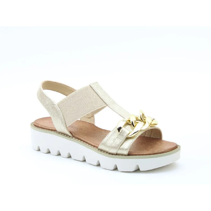 Heavenly Feet Lulu Ladies Gold Vegan Pull On Sandals