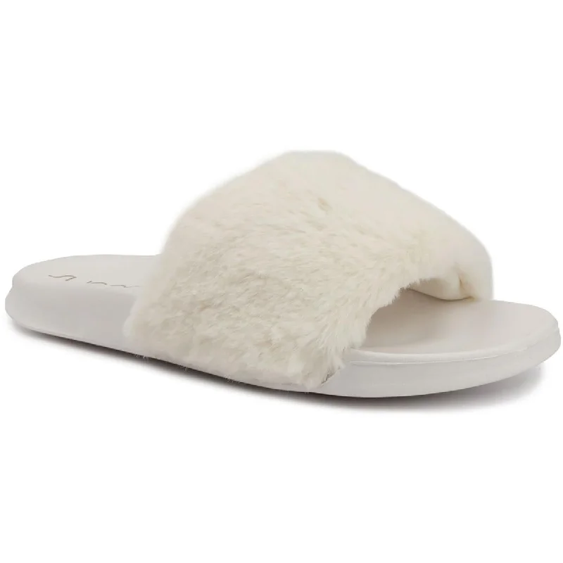 Sugar Womens Wuzzy Fur Slip On Slide Slippers