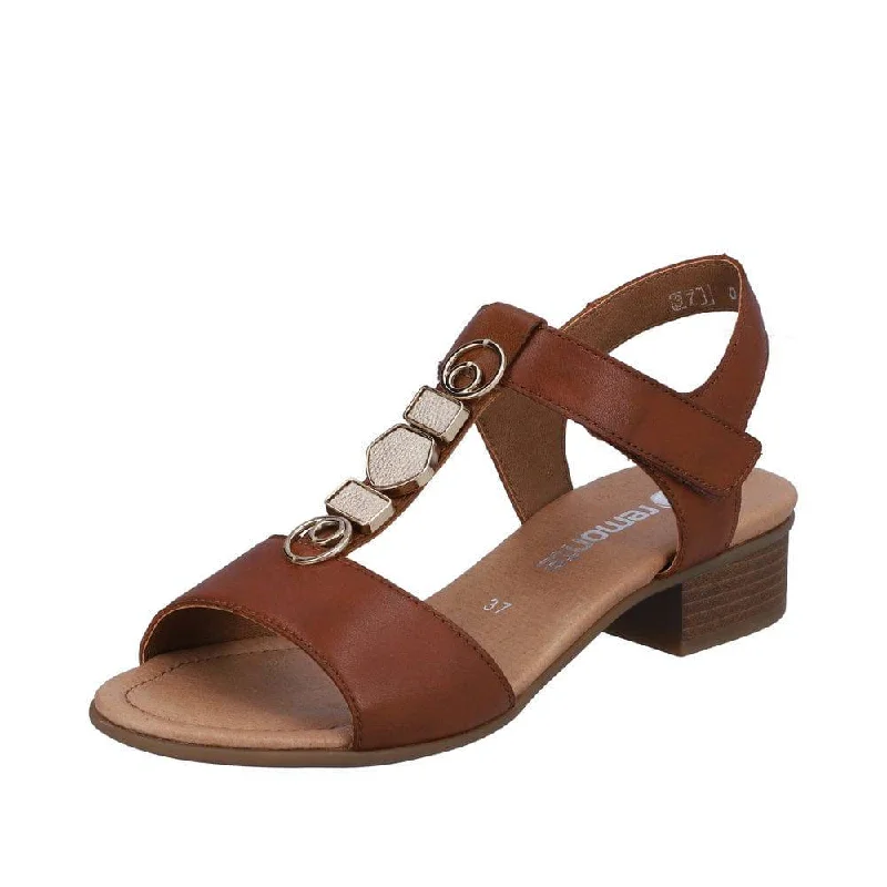 Remonte D0P52-24 Ladies Tan Leather Touch Fastening Sandals