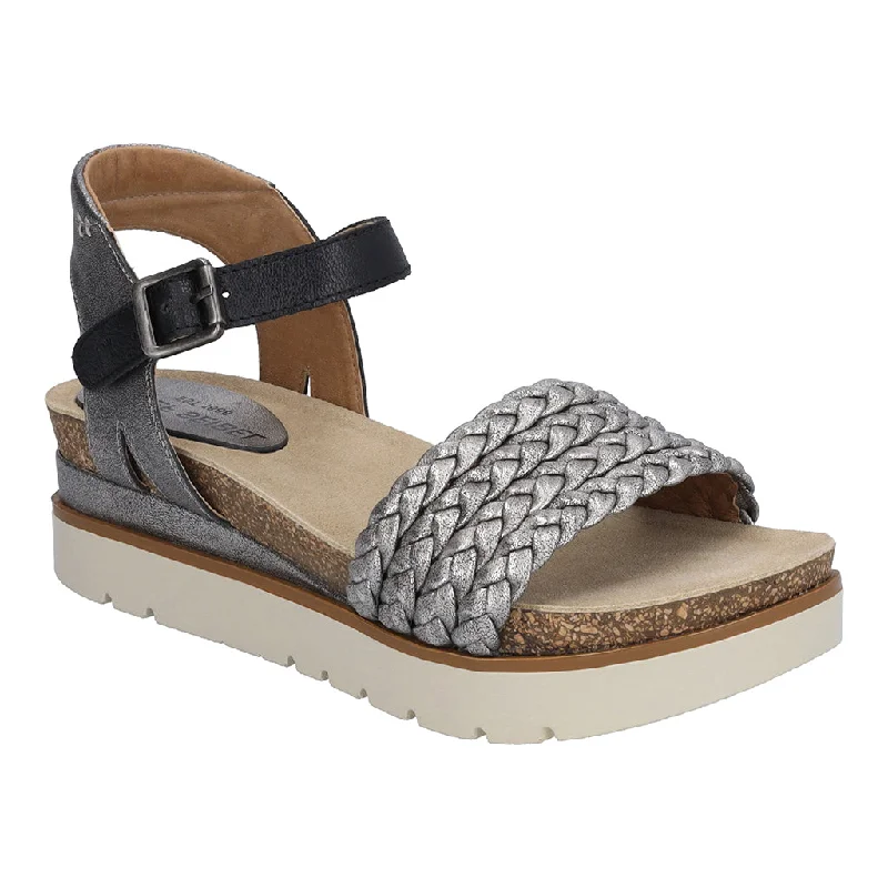 Josef Seibel Clea 16 Ladies Platinum Multi Leather Buckle Sandals