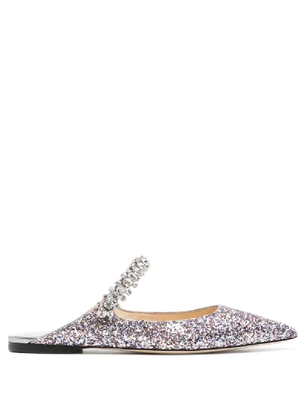 JIMMY CHOO Glitter Strap Pointed Toe Flats for Women