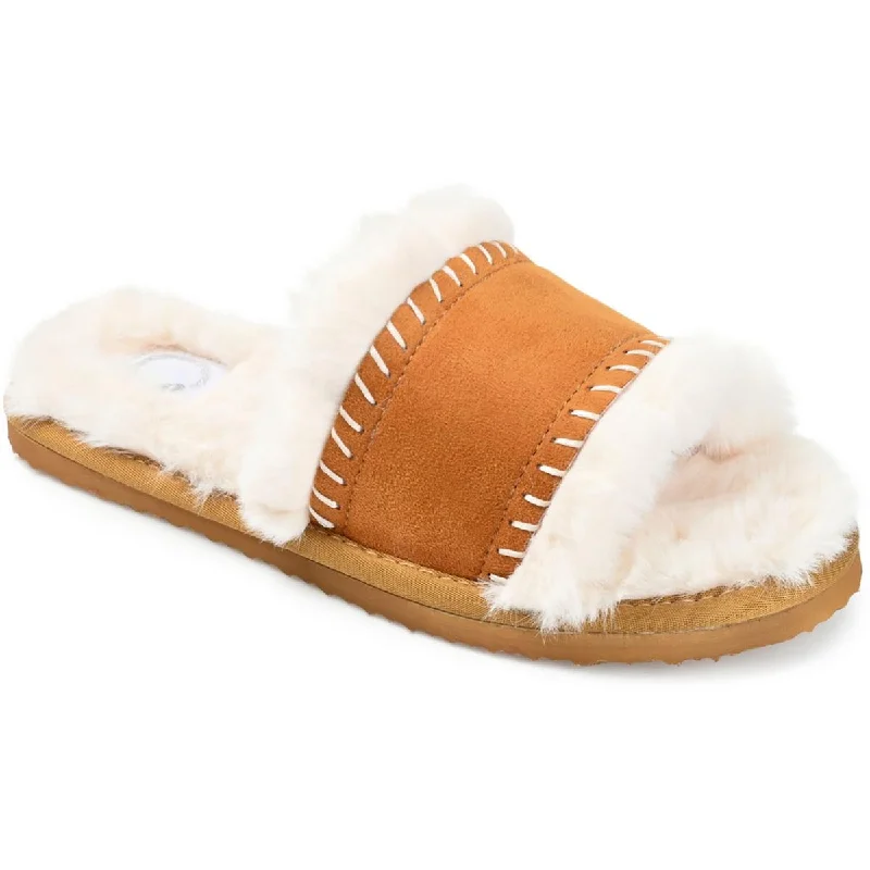 Journee Collection Womens Mardie Faux Suede Comfy Slide Slippers