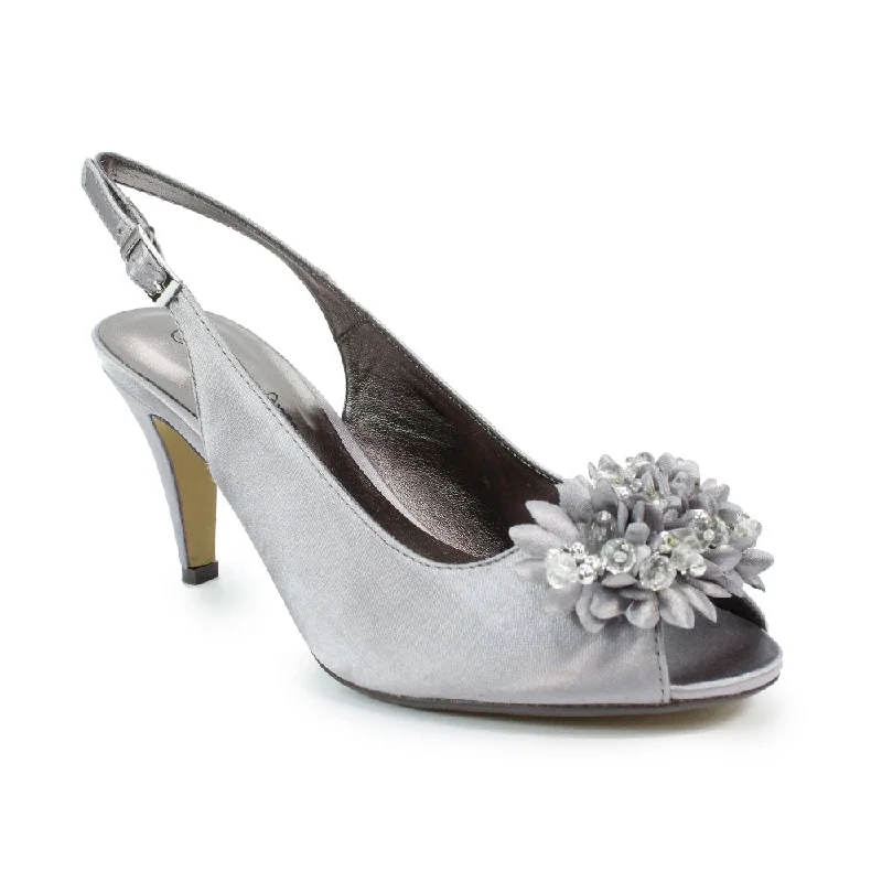 Lunar FLR 081 Sabrina Dark Grey Satin Heeled Ladies Sandal