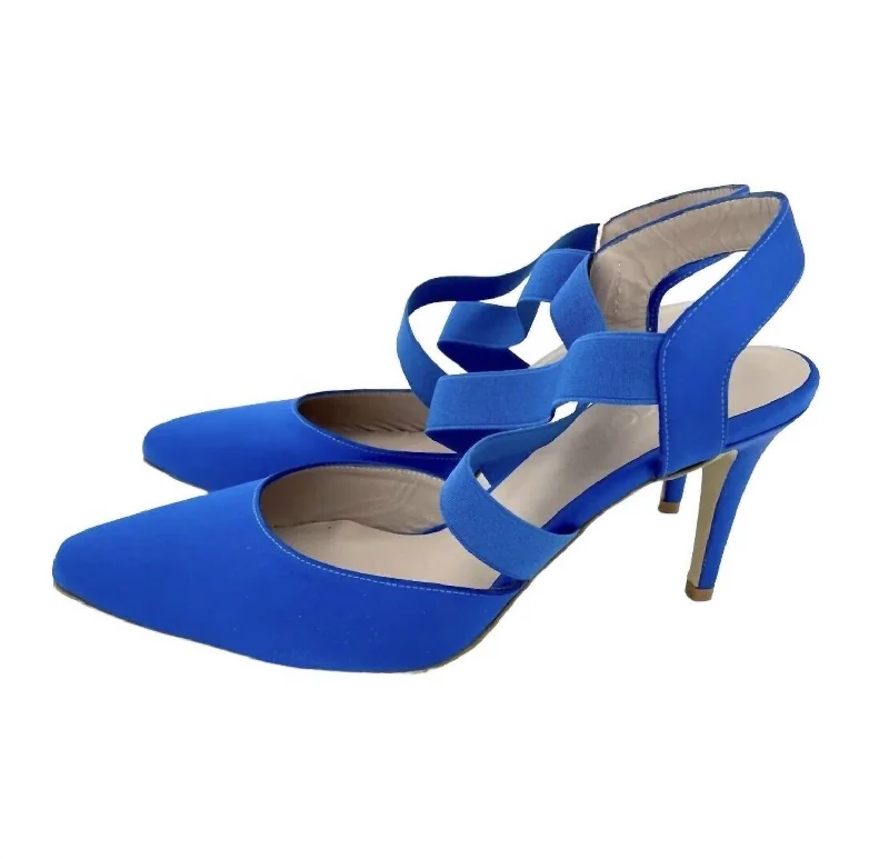 Women's Satin Pointed Toe Pumps Stiletto Heels In Blue