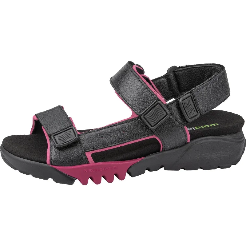 Waldlaufer 745004 200 096 H-Kalmit-DA Ladies Navy And Magenta Leather Touch Fastening Sandals