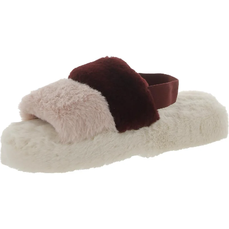 Jennifer Intimates Womens fash box slip Faux Fur Indoor/Outdoor Slide Slippers