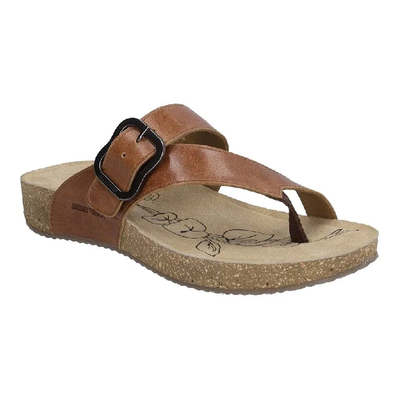 Josef Seibel Tonga 77 Ladies Camel Brown Leather Arch Support Touch Fastening Sandals