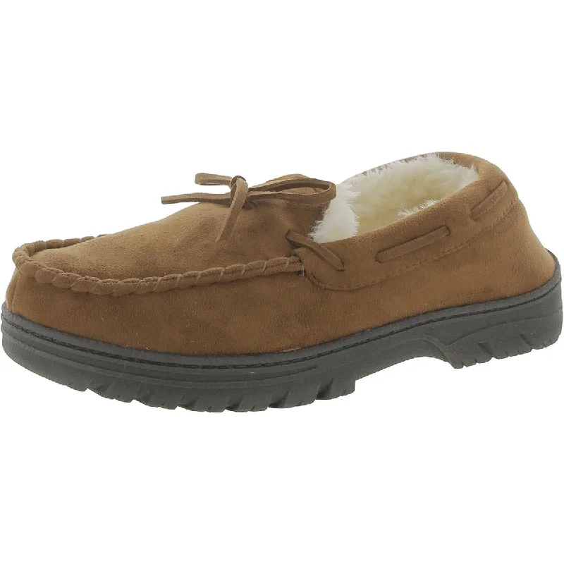 Roundtree & Yorke Womens Faux Suede Moccasin Slippers