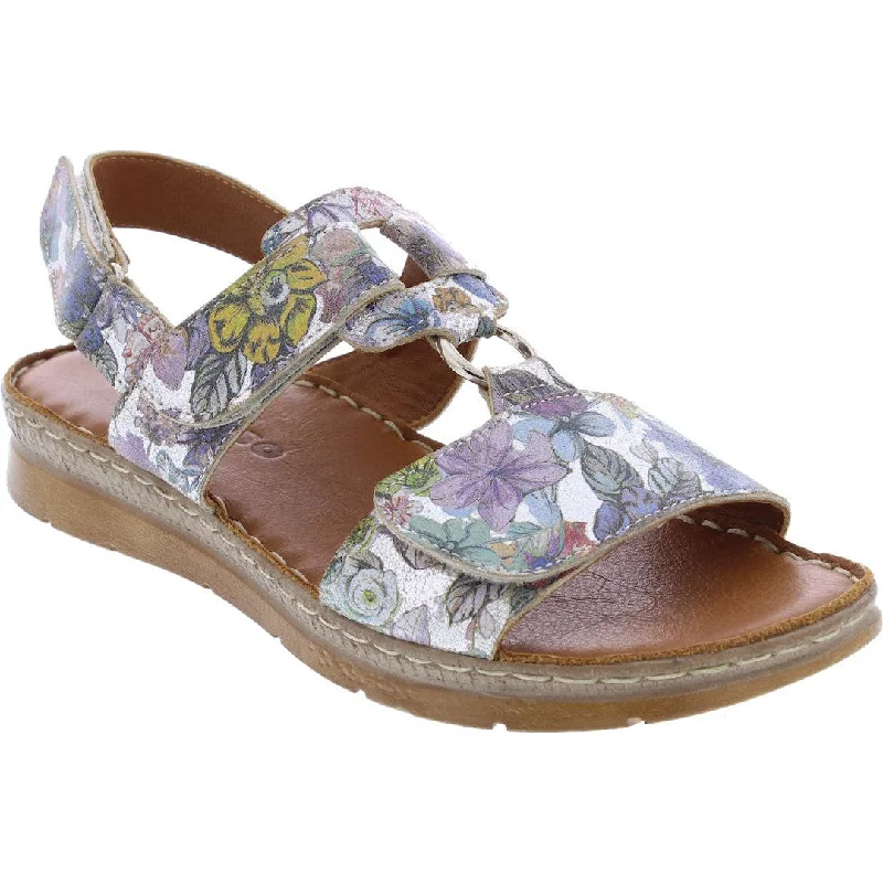 Adesso A6078 Liberty Ladies Metallic Floral Leather Sandals