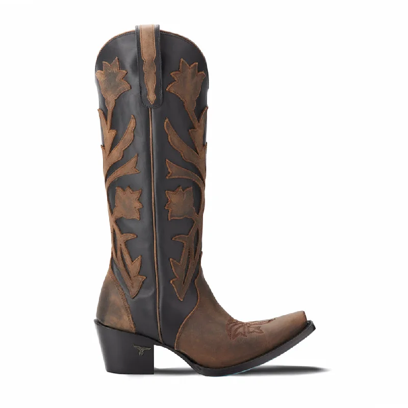 Jolene Floral Overlay Snip Toe Cowboy Boots