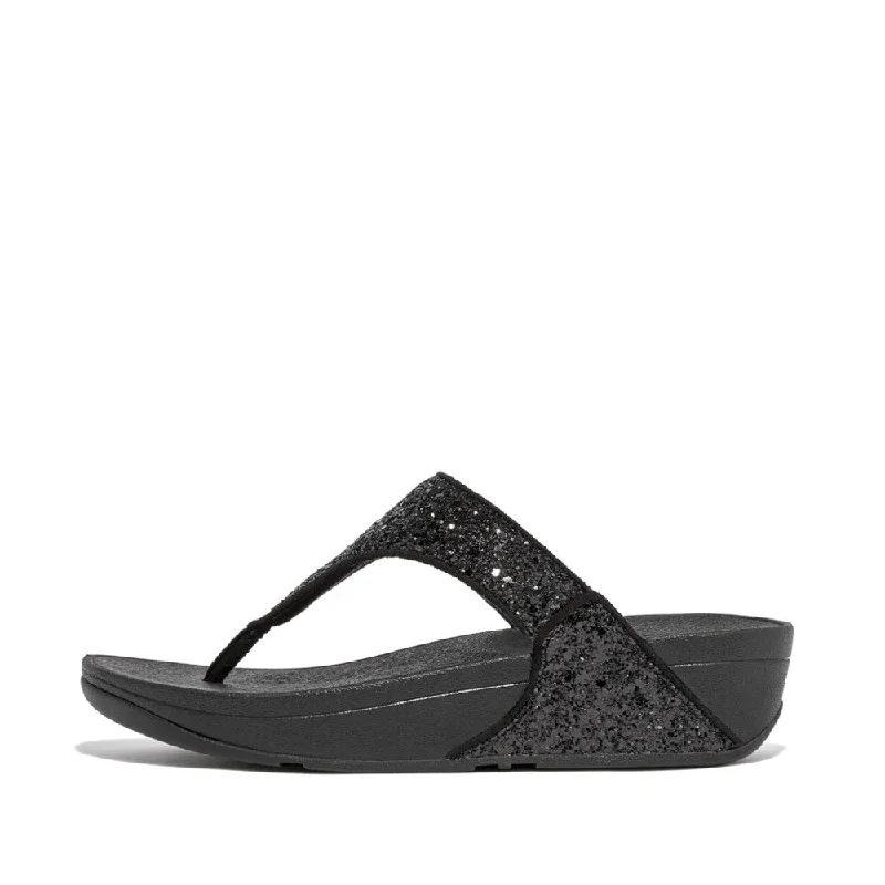 Fitflop X03-339 Lulu Glitter Ladies Black Glitter Toe Post Sandals