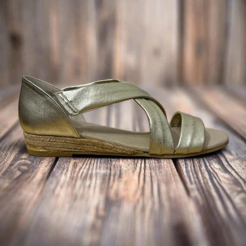 Pinaz 317 AO Gold Leather Espadrille Sandals