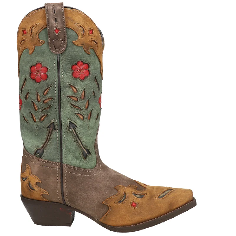 Miss Kate Floral Tooled Inlay Snip Toe Cowboy Boots