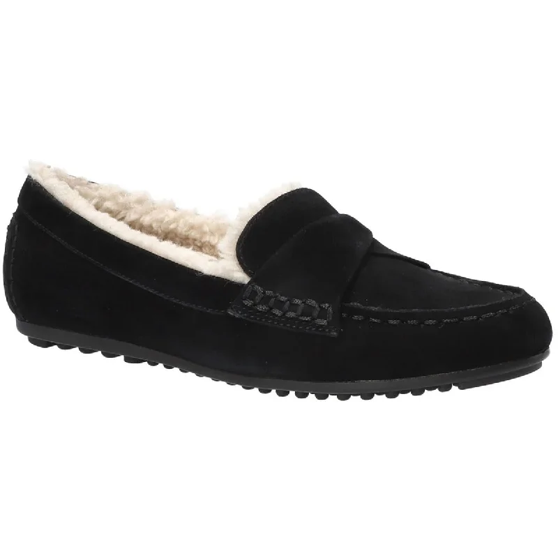 Bella Vita Womens Prentice Suede Faux Fur Lined Loafer Slippers