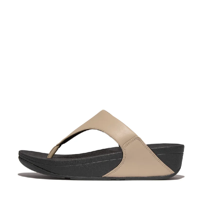 FitFlop I88-A94 Lulu Leather Ladies Latte Beige Leather Toe Post Sandals