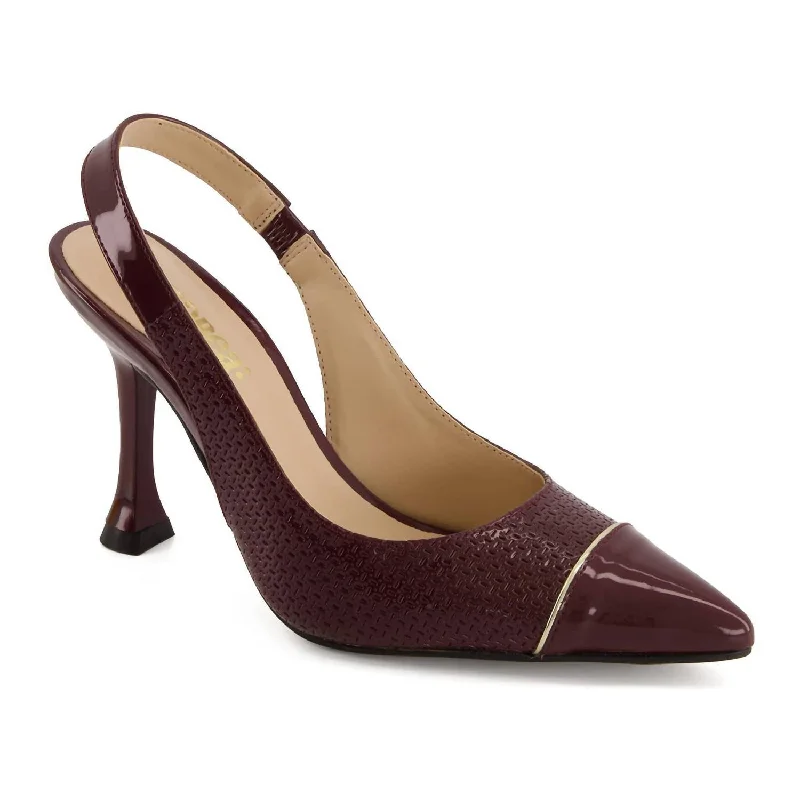 Women's Stiletto Slingback Pumps In Burgundy