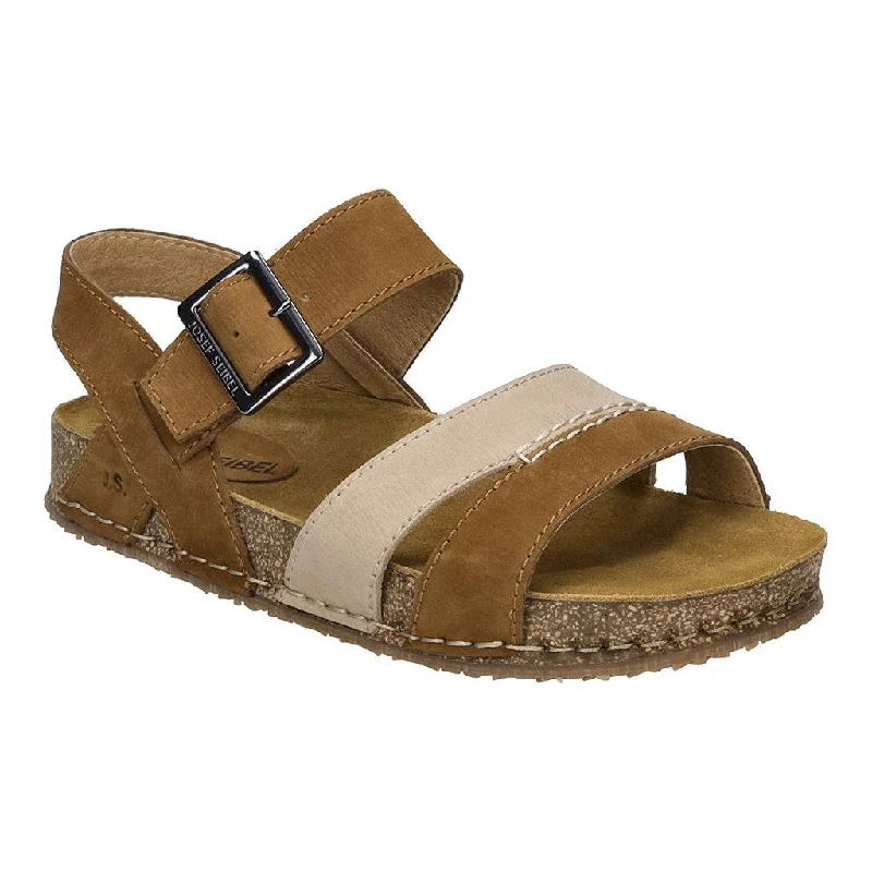 Josef Seibel Hannah 01 Ladies Castagna Brown Combi Leather Arch Support Touch Fastening Sandals