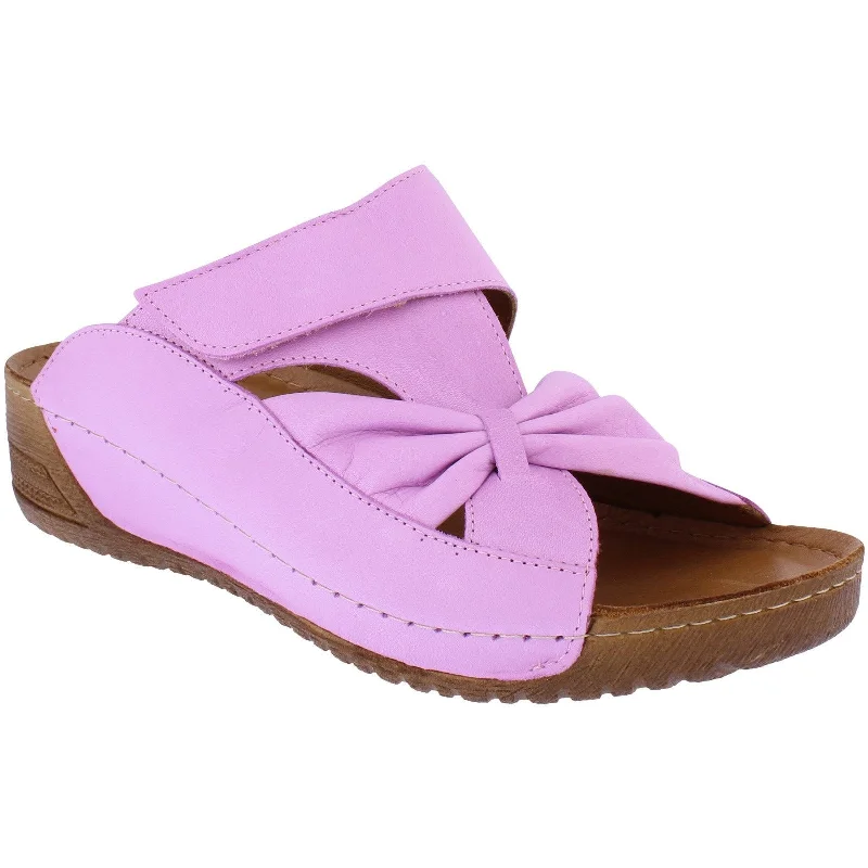 Adesso A7175 Lexi Ladies Cosmos Pink Leather Touch Fastening Sandals