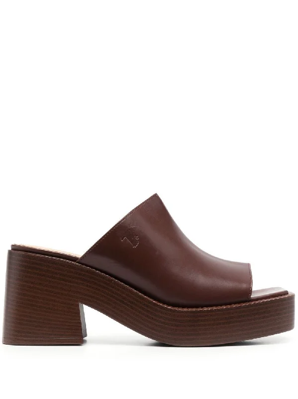 TODS Platform Flats with Open Square Toe and Block Heel (7.5cm)